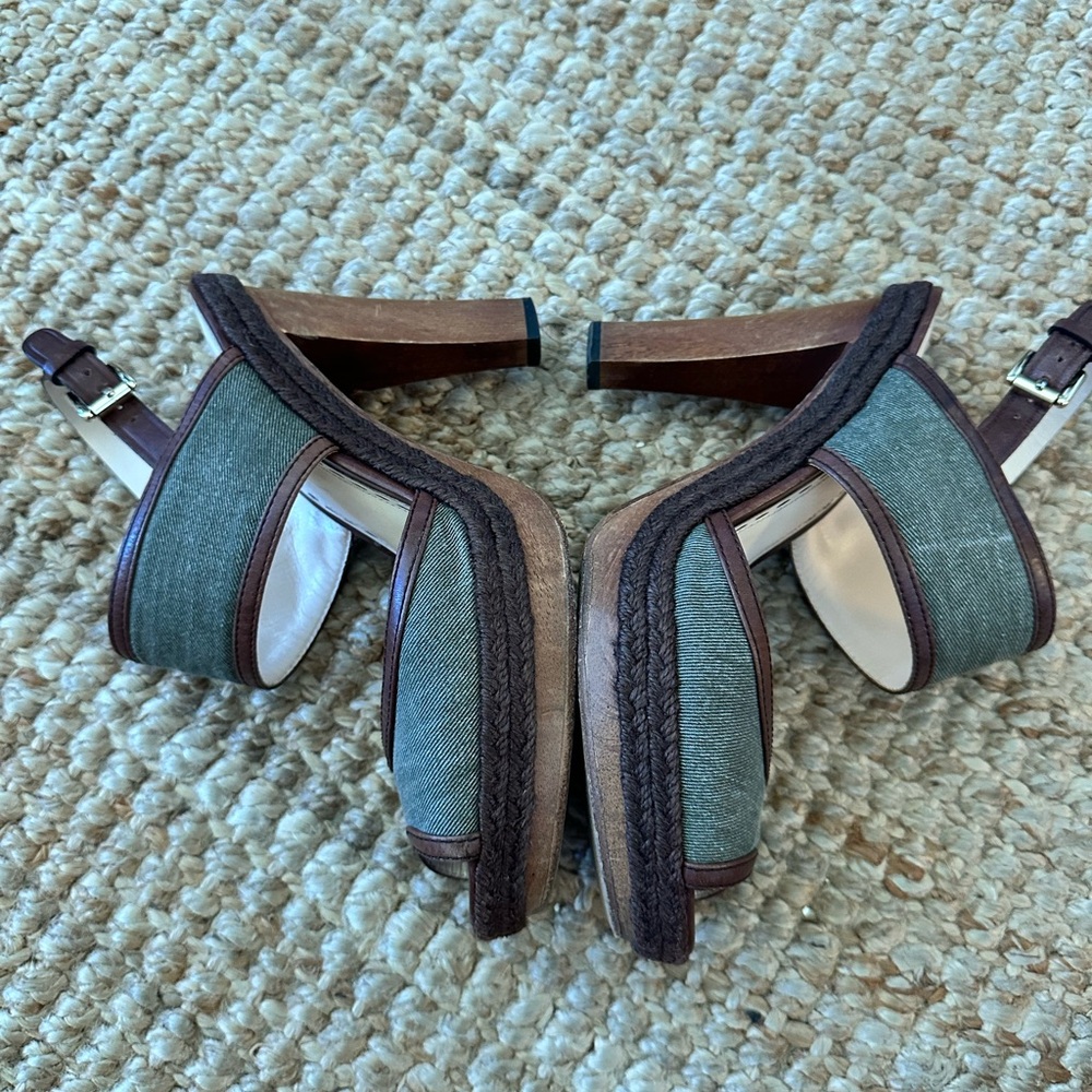 Coach Daria Platform Sandals Heels Olive Green 9.5 - Picture 5 of 7
